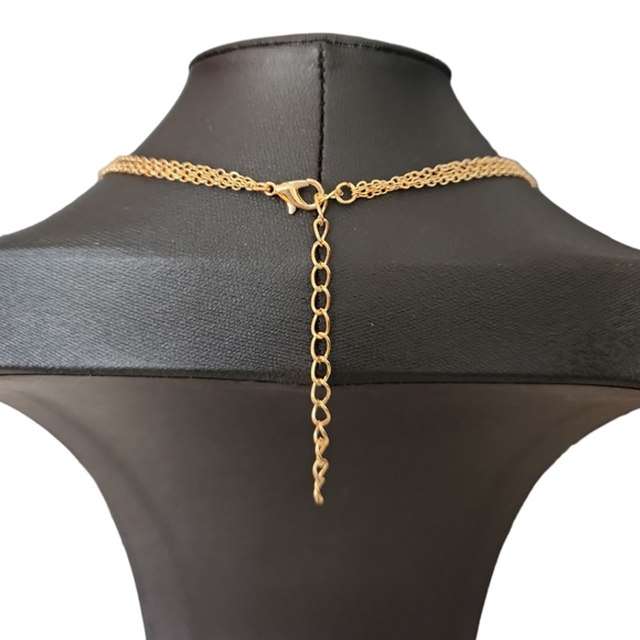 Gold Tone Faux Pearl Multilayer Pendant Necklace - Picture 7 of 8